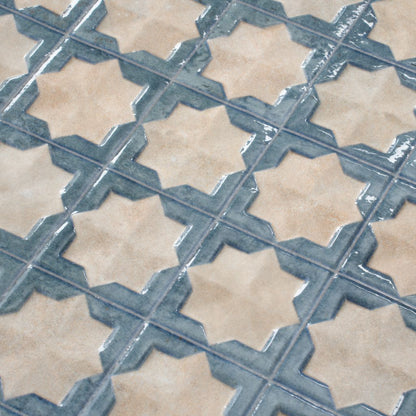 Stone Blue Beige 12x22 Matte Glossy Rectangle with Star Details Porcelain Large Format Tile (7 pack, 13.03 sq ft/case) - Sample