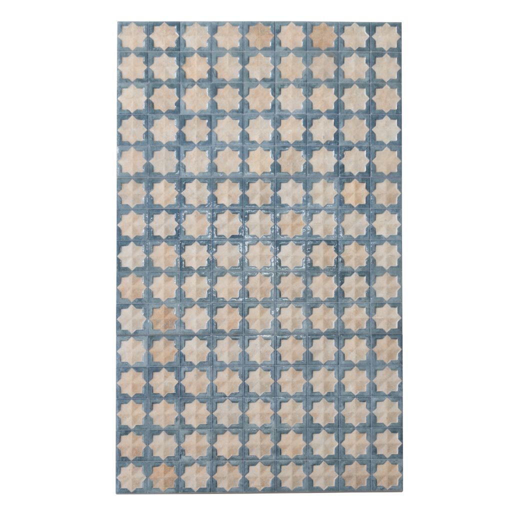 Stone Blue Beige 12x22 Matte Glossy Rectangle with Star Details Porcelain Large Format Tile (7 pack, 13.03 sq ft/case) - Sample