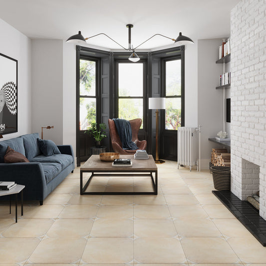 Boutique beige 18x18 Matte Square Porcelain Large Format Tile (7 pack, 14.75 sq ft/case)