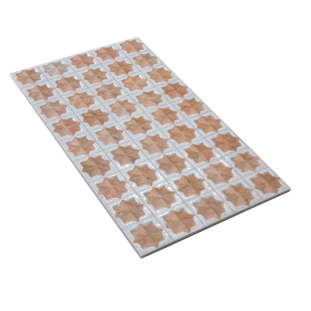 Nude Beige White 12x22 Matte Glossy Rectangle with Star Details Porcelain Large Format Tile (7 pack, 13.03 sq ft/case) - Sample