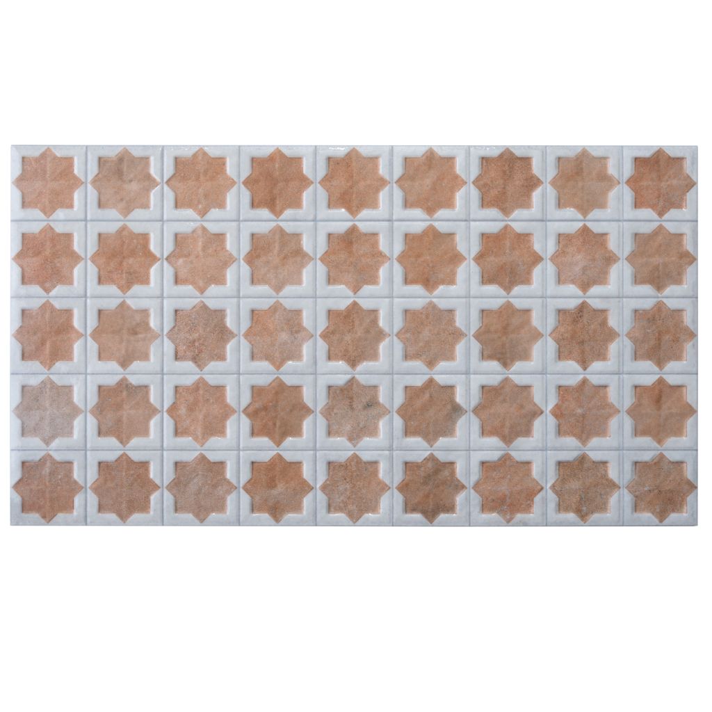 Nude Beige White 12x22 Matte Glossy Rectangle with Star Details Porcelain Large Format Tile (7 pack, 13.03 sq ft/case) - Sample