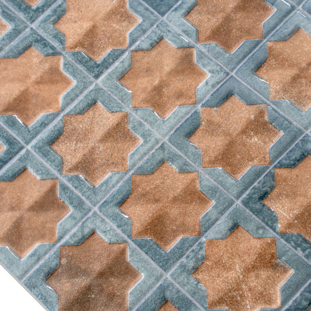 Stone Blue Nude Beige 12x22 Matte Glossy Rectangle with Star Details Porcelain Large Format Tile (7 pack, 13.03 sq ft/case) - Sample