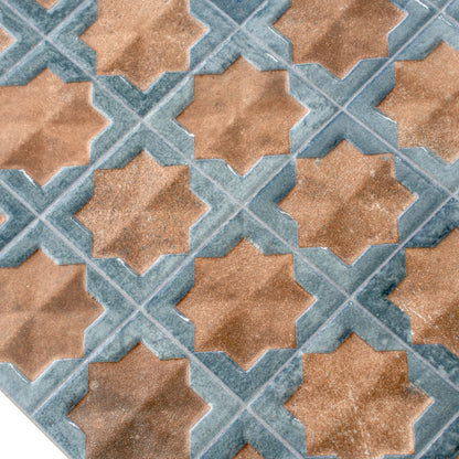 Stone Blue Nude Beige 12x22 Matte Glossy Rectangle with Star Details Porcelain Large Format Tile (7 pack, 13.03 sq ft/case) - Sample