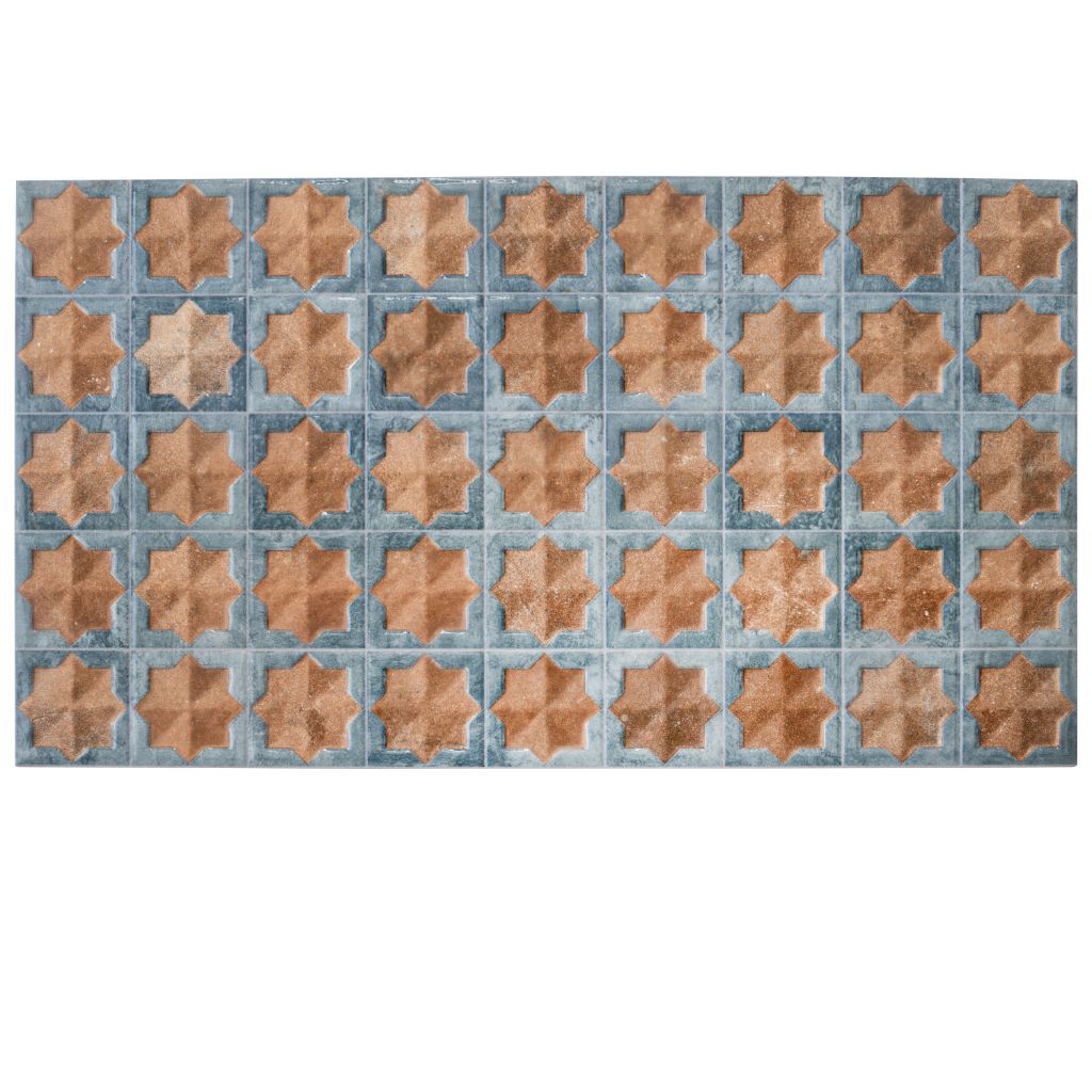 Stone Blue Nude Beige 12x22 Matte Glossy Rectangle with Star Details Porcelain Large Format Tile (7 pack, 13.03 sq ft/case) - Sample