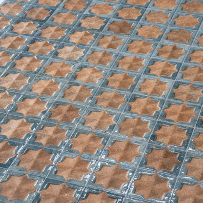 Stone Blue Nude Beige 12x22 Matte Glossy Rectangle with Star Details Porcelain Large Format Tile (7 pack, 13.03 sq ft/case)