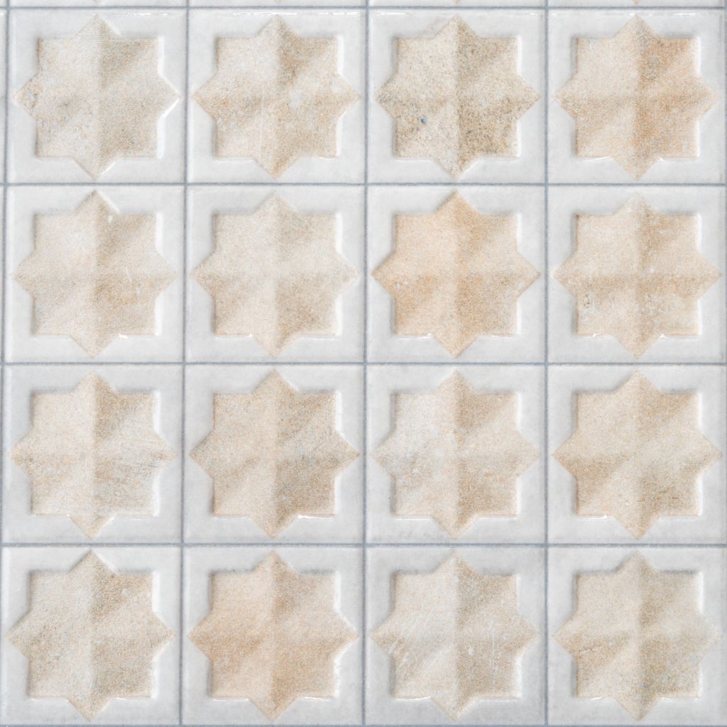 Ice White Beige 12x22 Matte Glossy Rectangle with Star Details Porcelain Large Format Tile (7 pack, 13.03 sq ft/case) - Sample