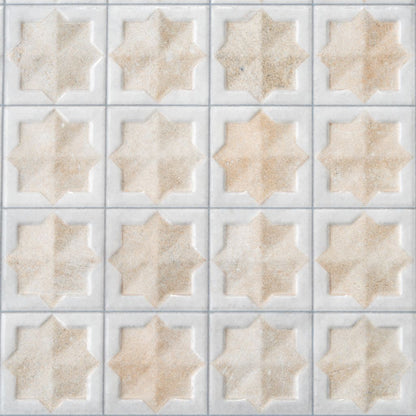 Ice White Beige 12x22 Matte Glossy Rectangle with Star Details Porcelain Large Format Tile (7 pack, 13.03 sq ft/case) - Sample