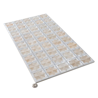 Ice White Beige 12x22 Matte Glossy Rectangle with Star Details Porcelain Large Format Tile (7 pack, 13.03 sq ft/case) - Sample