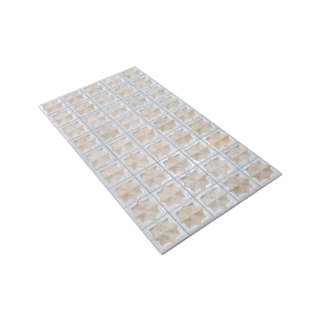 Ice White Beige 12x22 Matte Glossy Rectangle with Star Details Porcelain Large Format Tile (7 pack, 13.03 sq ft/case) - Sample