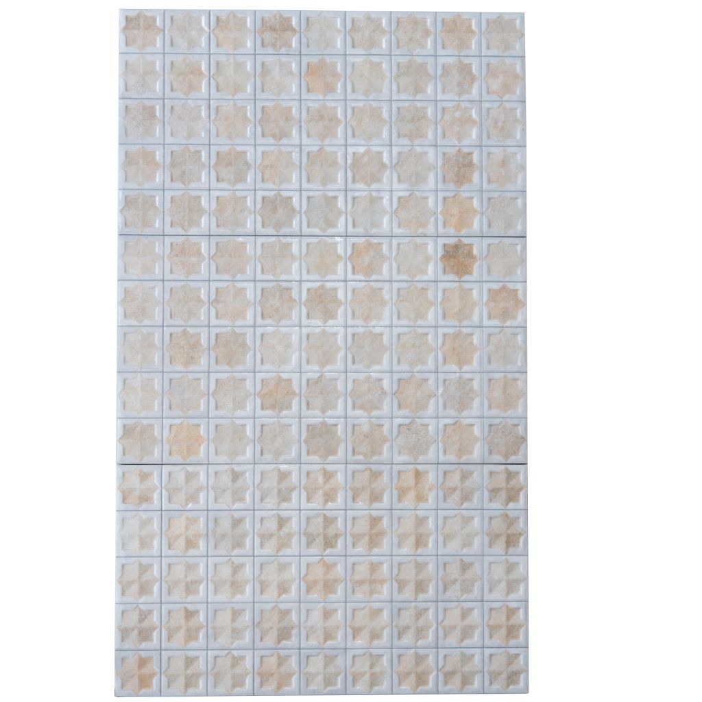 Ice White Beige 12x22 Matte Glossy Rectangle with Star Details Porcelain Large Format Tile (7 pack, 13.03 sq ft/case) - Sample