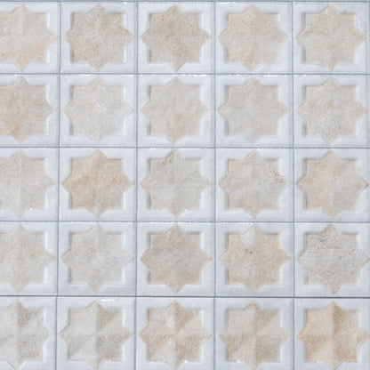 Ice White Beige 12x22 Matte Glossy Rectangle with Star Details Porcelain Large Format Tile (7 pack, 13.03 sq ft/case) - Sample