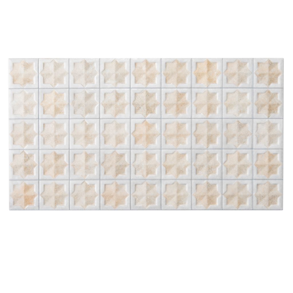 Ice White Beige 12x22 Matte Glossy Rectangle with Star Details Porcelain Large Format Tile (7 pack, 13.03 sq ft/case) - Sample