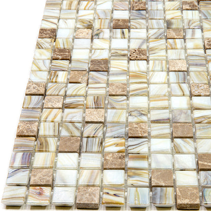 Beige 12x12 Glossy Uniform Square Glass Mosaic Tile (20 pack, 18.69 sq ft/case)