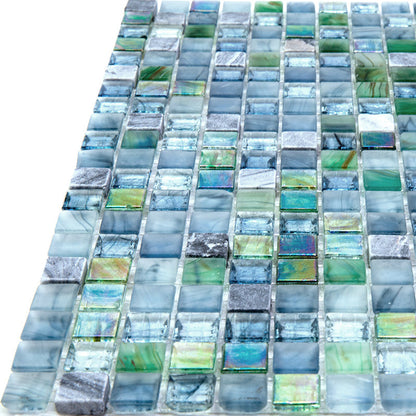Stone Blue Gray 12x12 Glossy Uniform Square Glass Mosaic Tile (20 pack, 18.69 sq ft/case) - Sample