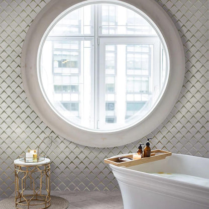 Eastern White, Glass 12x12 Polished Diamond Marble Mosaic Tile (5 pack, 5 sq ft/case)