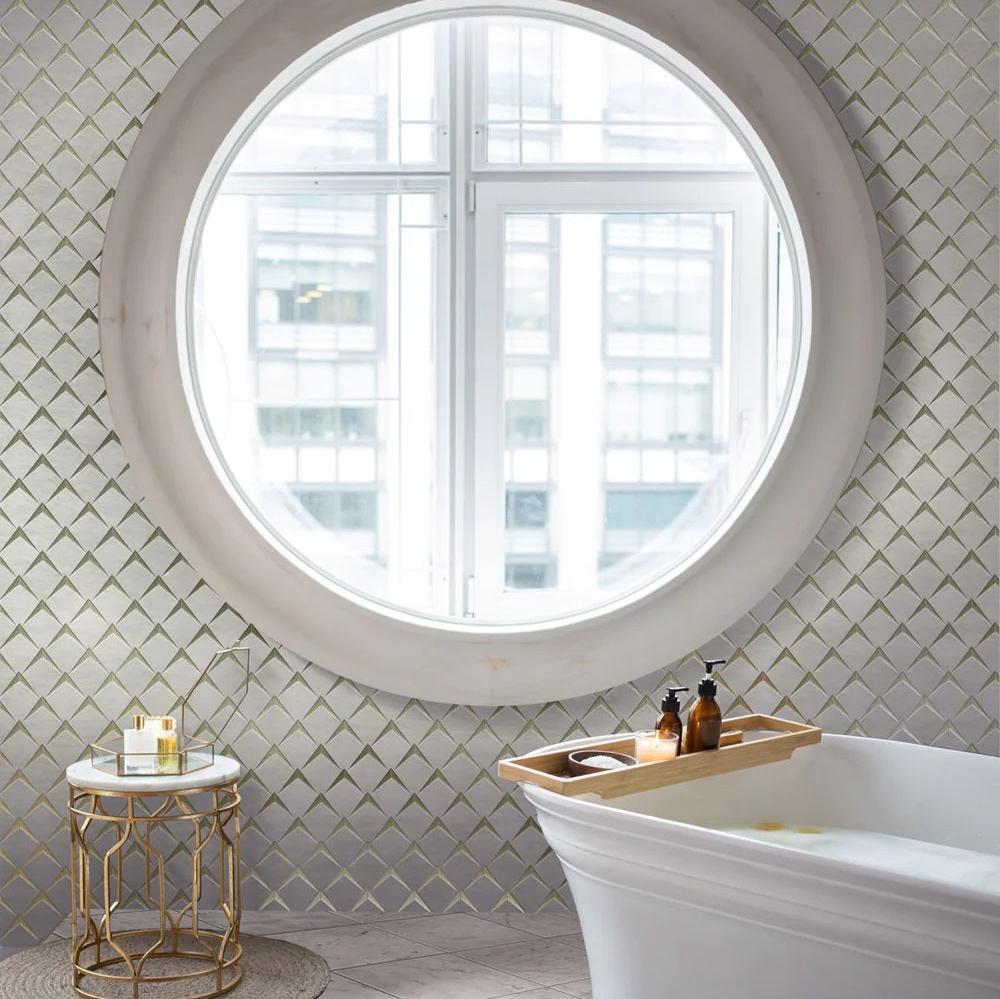 White 12x12 Polished Diamond Eastern White, Glass Mosaic Tile (5 pack, 5 sq ft/case) - Sample