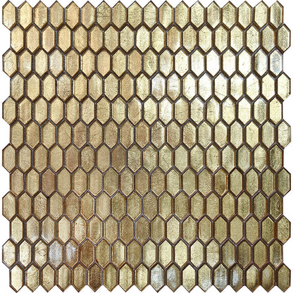 Shimmer Gold 12x12 Glossy Uniform Picket Mosaic Tile (10 pack, 9.47 sq ft/case)
