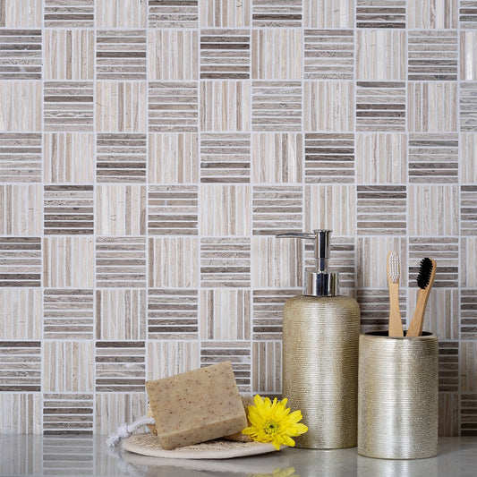 Beige 12x12 Polished Marble Stick Mosaic Tile (5 pack, 5 sq ft/case)