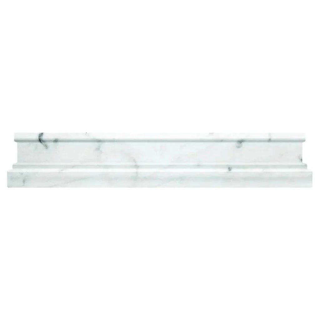 White 2x12 Polished Bianco Carrara Chair Rail Marble Tile Trim (10 pack, 1.667 sq ft/case)