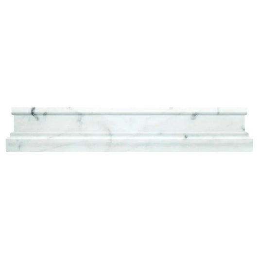 White 2x12 Polished Bianco Carrara Chair Rail Marble Tile Trim (10 pack, 1.667 sq ft/case)