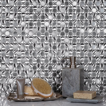 Anchor Gray 12x12 Polished Penny Round Metal Mosaic Tile (5 pack, 4.75 sq ft/case)