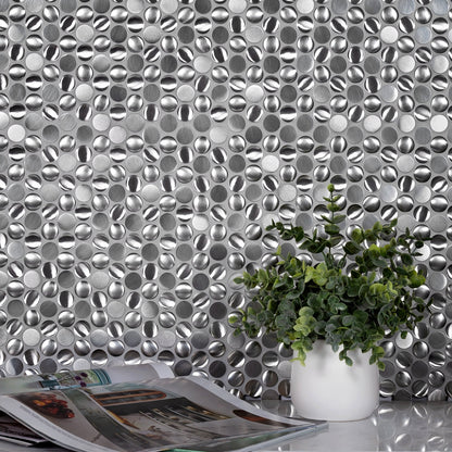 Anchor Gray 12x12 Polished Penny Round Metal Mosaic Tile (5 pack, 4.75 sq ft/case)