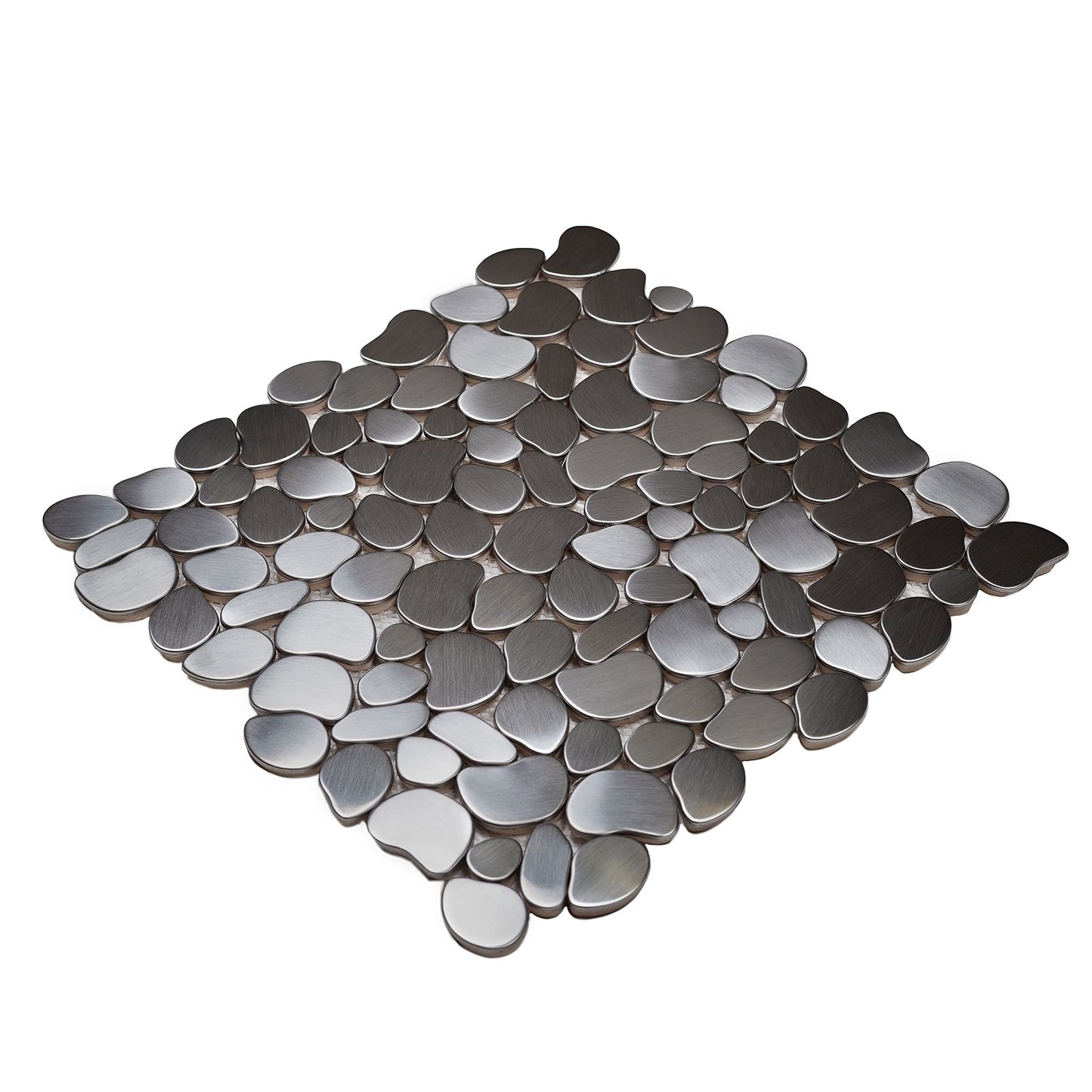 Pebble Gray 12x12 Polished Multi-shaped Metal Mosaic Tile (5 pack, 5.17 sq ft/case)