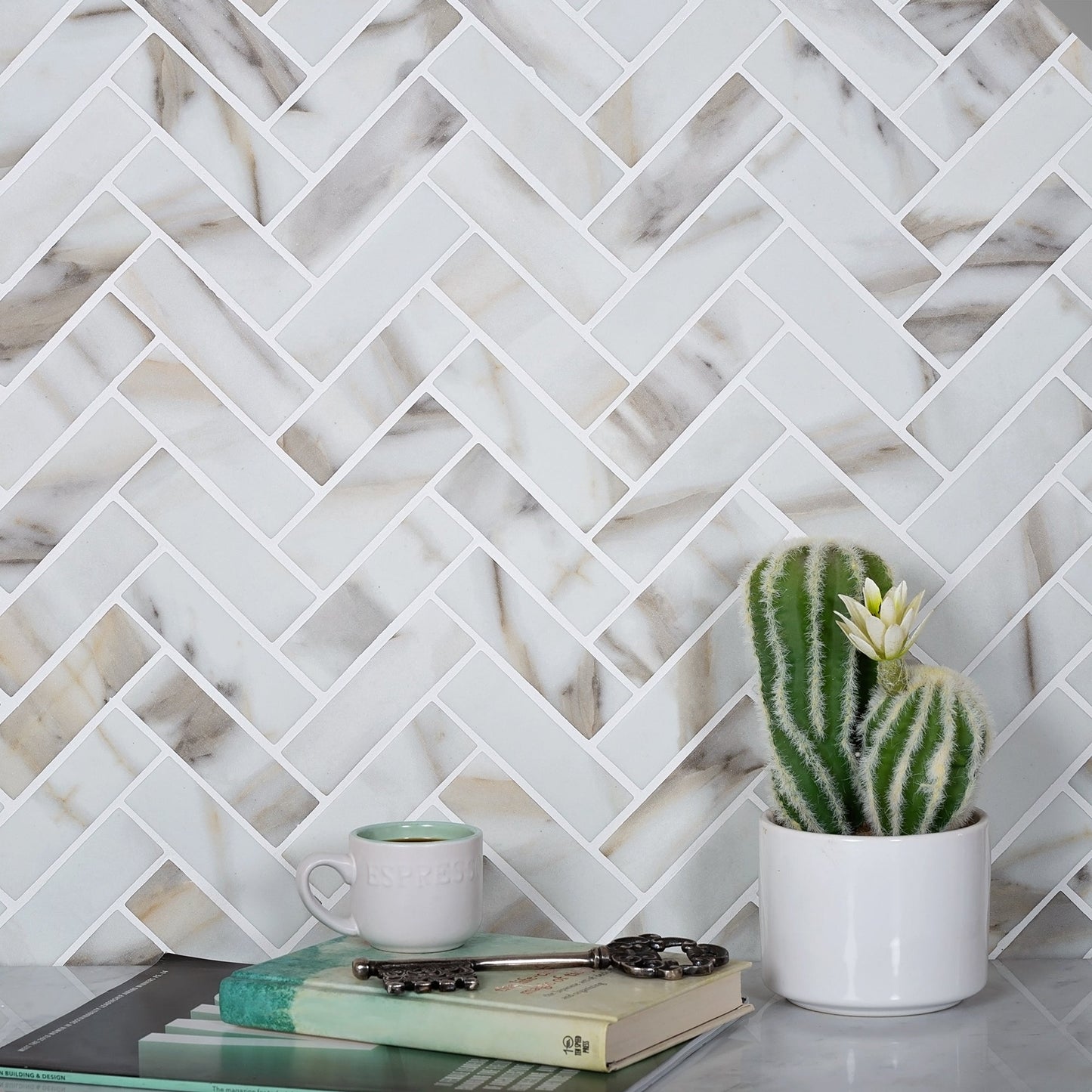 White Beige 11x13 Matte Herringbone Recycled Glass Mosaic Tile (10 pack, 9.625 sq ft/case)