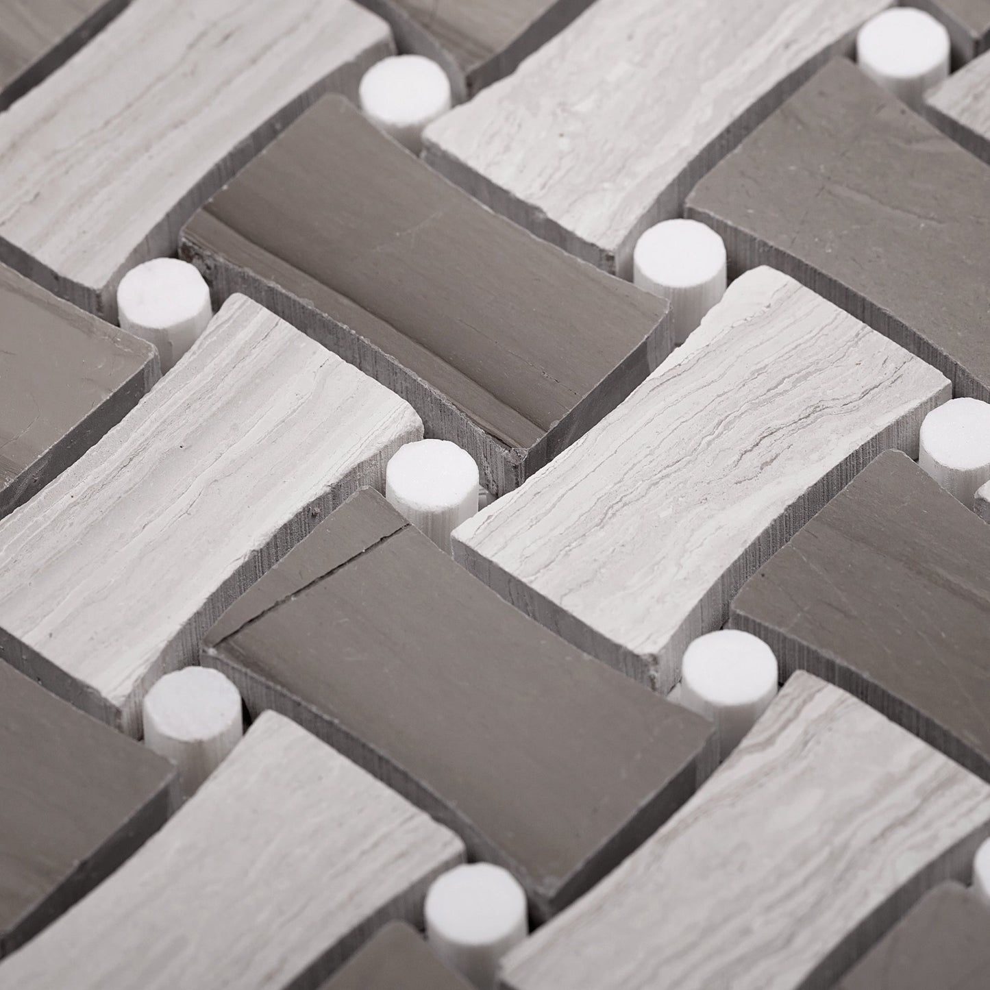 Gray 11x11 Polished Basketweave Marble Mosaic Tile (5 pack, 4.2 sq ft/case) - Sample