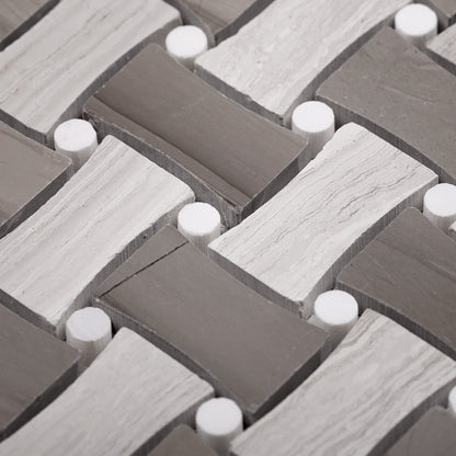 Gray 11x11 Polished Basketweave Marble Mosaic Tile (5 pack, 4.2 sq ft/case) - Sample