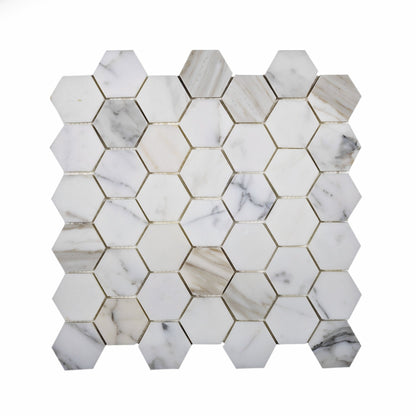 5-Pack Gray 12-in x 12-in Honed Natural Stone Honeycomb Marble Look Floor and Wall Tile