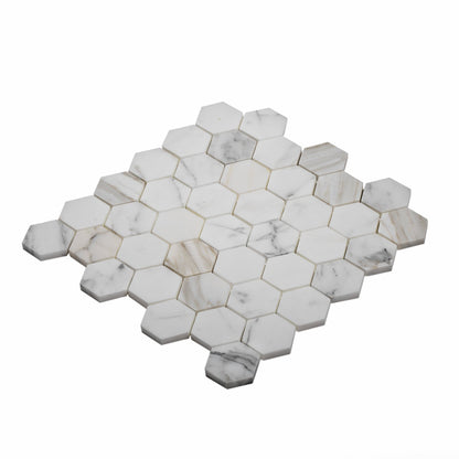 5-Pack Gray 12-in x 12-in Honed Natural Stone Honeycomb Marble Look Floor and Wall Tile - Sample