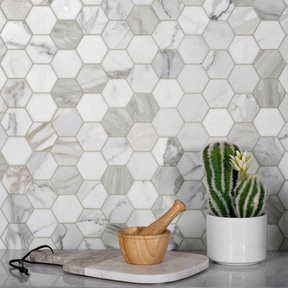 5-Pack Gray 12-in x 12-in Honed Natural Stone Honeycomb Marble Look Floor and Wall Tile - Sample