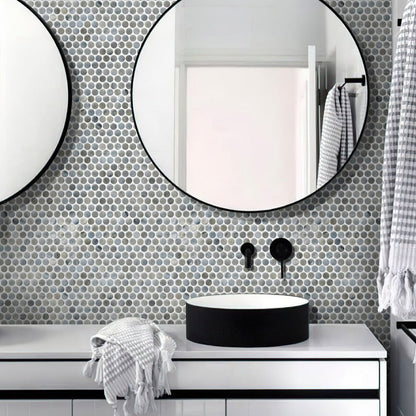 Glacier Gray 12x12 Penny Round Glossy Glass Mosaic Tile (10 pack, 10.34 sq ft/case) - Sample