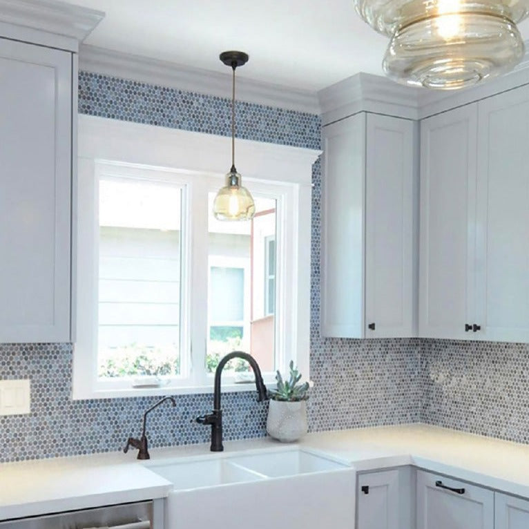 Glacier Gray 12x12 Penny Round Glossy Glass Mosaic Tile (10 pack, 10.34 sq ft/case) - Sample