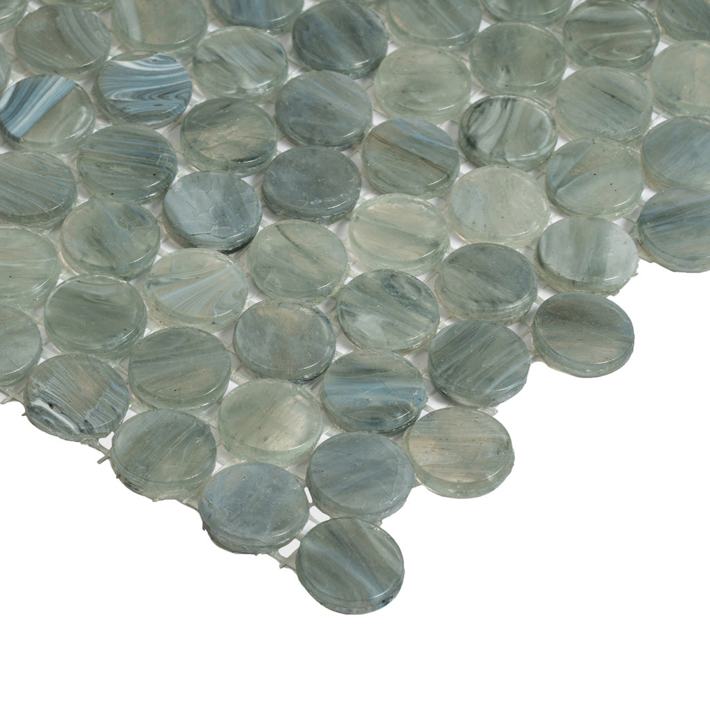 Glacier Gray 12x12 Penny Round Glossy Glass Mosaic Tile (10 pack, 10.34 sq ft/case)