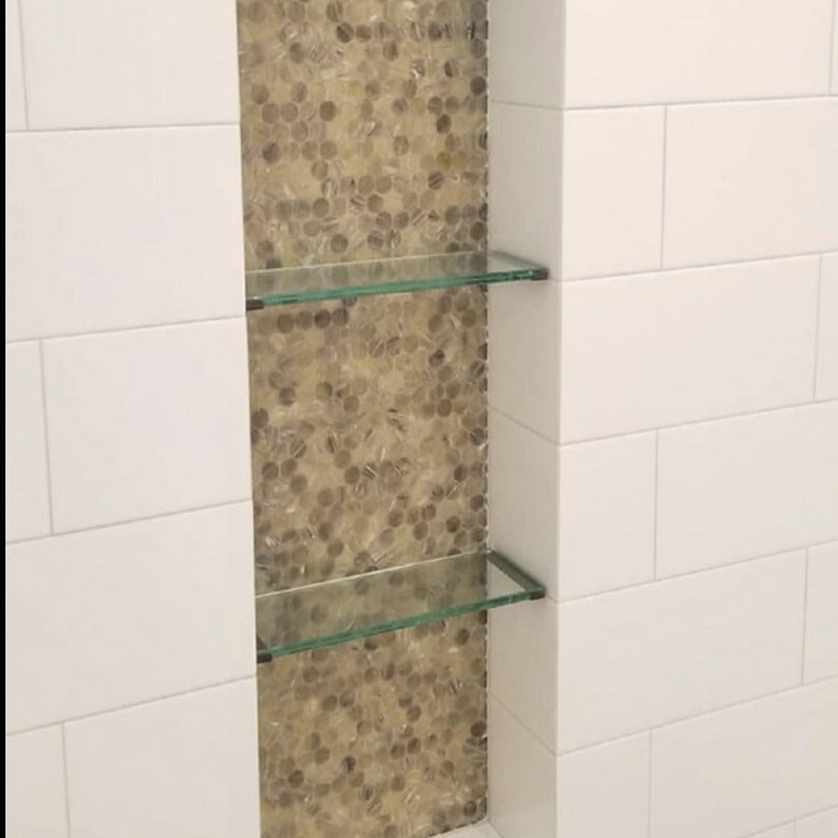 Beige 12x12 Glossy Penny Round Glass Mosaic Tile (10 pack, 10.34 sq ft/case) - Sample