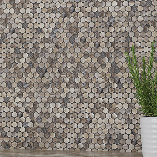 Beige 12x12 Glossy Penny Round Glass Mosaic Tile (10 pack, 10.34 sq ft/case)