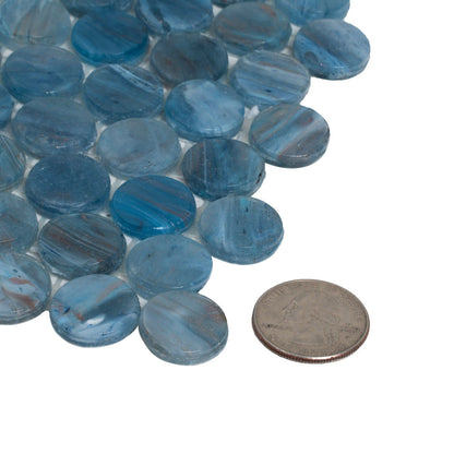Blue 12x12 Glossy Penny Round Glass Mosaic Tile (10 pack, 10.34 sq ft/case)