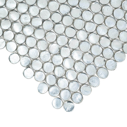 Silver 12x12 Penny Round Glossy Glass Mosaic Tile (10 pack, 10.34 sq ft/case)