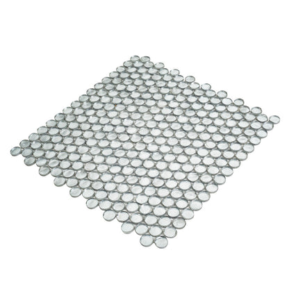 Silver 12x12 Penny Round Glossy Glass Mosaic Tile (10 pack, 10.34 sq ft/case) - Sample
