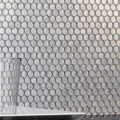 Silver 12x12 Penny Round Glossy Glass Mosaic Tile (10 pack, 10.34 sq ft/case)
