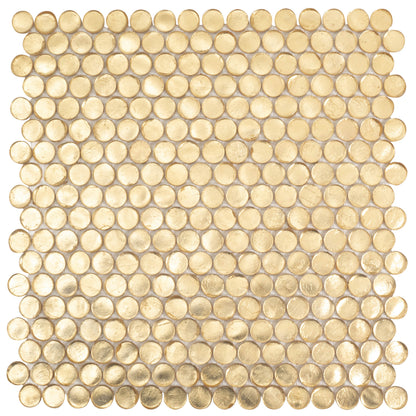 Gold 12x12 Glossy Penny Round Glass Mosaic Tile (10 pack, 10.34 sq ft/case)