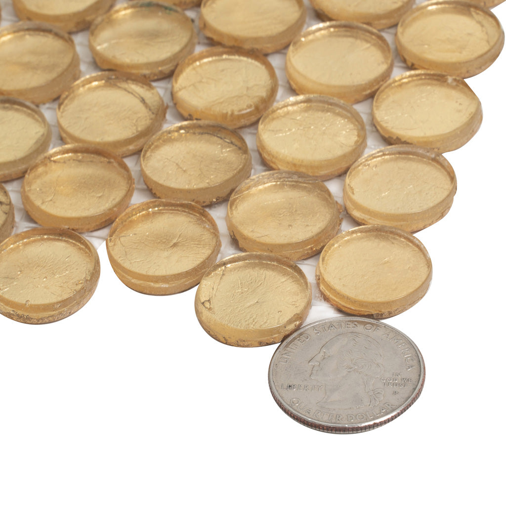 Gold 12x12 Glossy Penny Round Glass Mosaic Tile (10 pack, 10.34 sq ft/case)