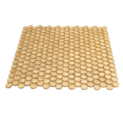 Gold 12x12 Glossy Penny Round Glass Mosaic Tile (10 pack, 10.34 sq ft/case) - Sample
