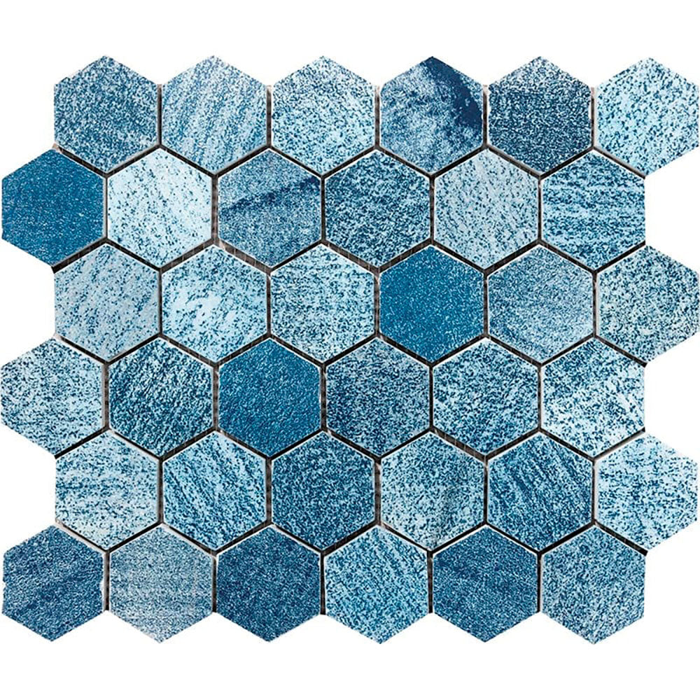 Patchwork Textured Hexagon Marble Mosaic
