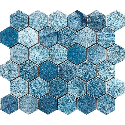 Patchwork Textured Hexagon Marble Mosaic