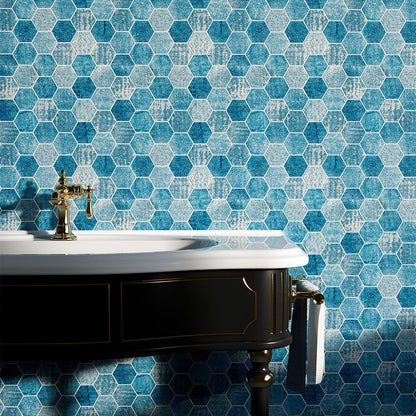 Patchwork Textured Hexagon Marble Mosaic