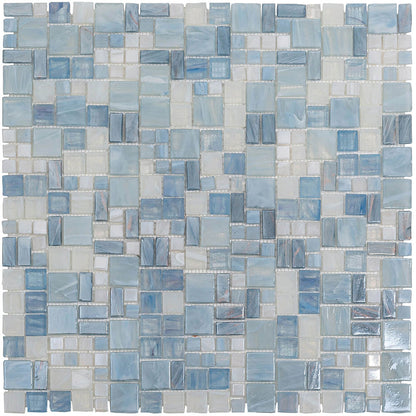 Light Blue 12x12 Glossy Square Glass Mosaic Tile (10 pack, 10.85 sq ft/case) - Sample