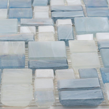 Light Blue 12x12 Glossy Square Glass Mosaic Tile (10 pack, 10.85 sq ft/case) - Sample
